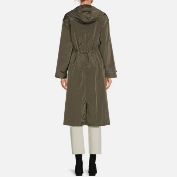 Guess Kelsi Hooded Midi-Length Parka Rain Jacket Size Small Army Green Long - Picture 2 of 14